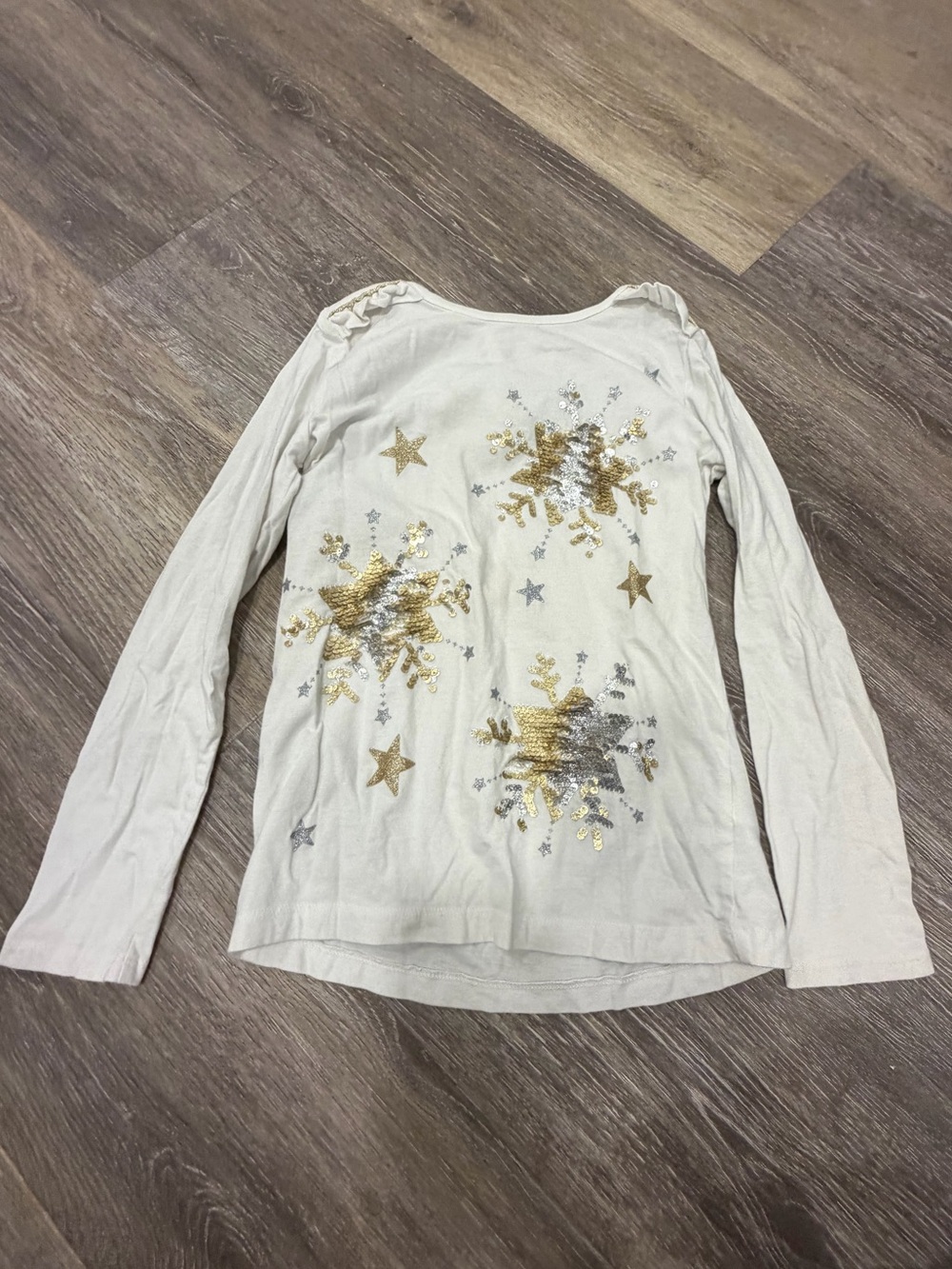 Carter's White Long-Sleeve Sequin Snowflake & Star Top